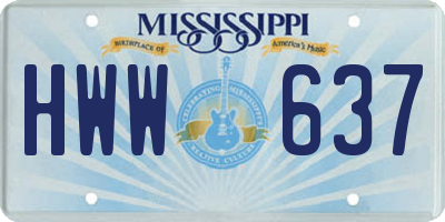 MS license plate HWW637