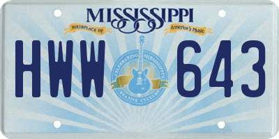 MS license plate HWW643