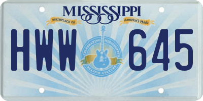 MS license plate HWW645