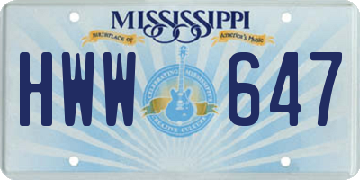 MS license plate HWW647