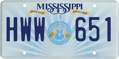 MS license plate HWW651