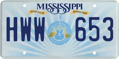 MS license plate HWW653