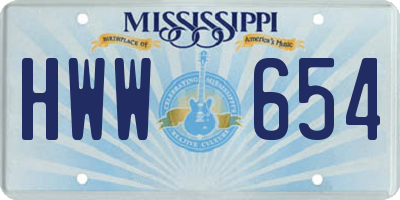 MS license plate HWW654