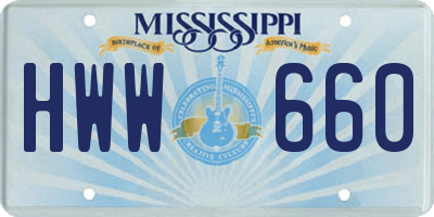 MS license plate HWW660