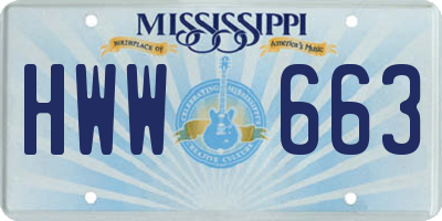 MS license plate HWW663