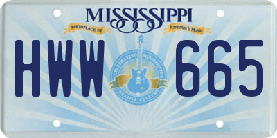 MS license plate HWW665