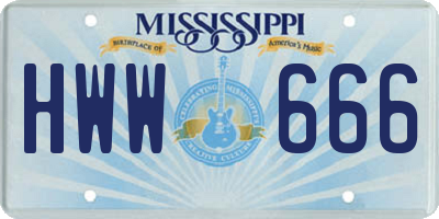 MS license plate HWW666