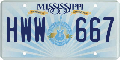 MS license plate HWW667