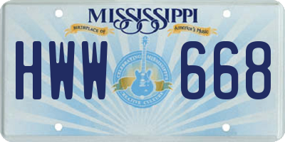 MS license plate HWW668