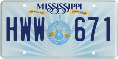 MS license plate HWW671