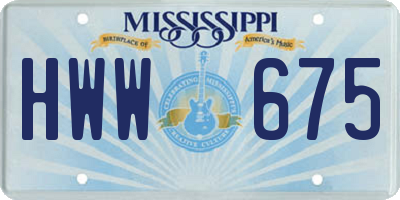 MS license plate HWW675
