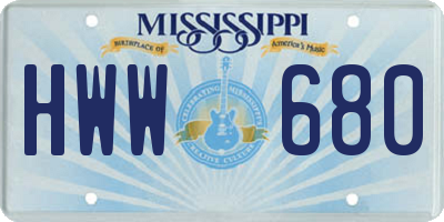 MS license plate HWW680