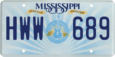 MS license plate HWW689
