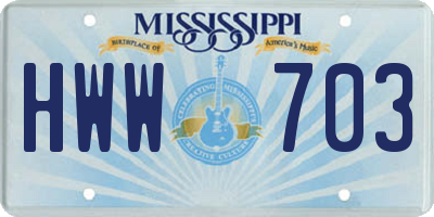 MS license plate HWW703