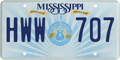 MS license plate HWW707