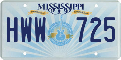 MS license plate HWW725
