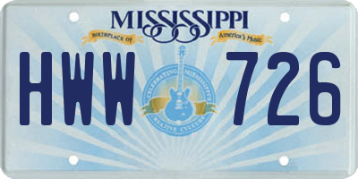 MS license plate HWW726