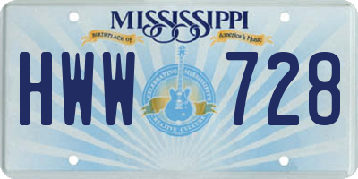 MS license plate HWW728