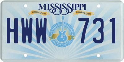MS license plate HWW731