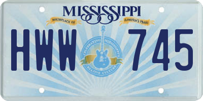 MS license plate HWW745