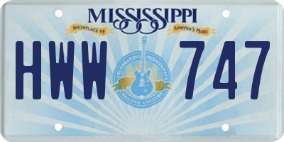 MS license plate HWW747