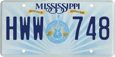 MS license plate HWW748