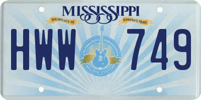 MS license plate HWW749