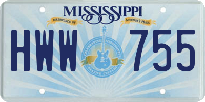 MS license plate HWW755