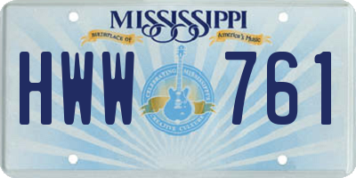 MS license plate HWW761