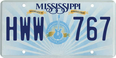 MS license plate HWW767