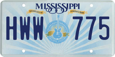 MS license plate HWW775