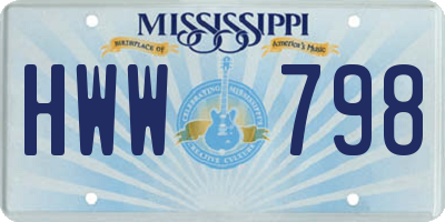 MS license plate HWW798