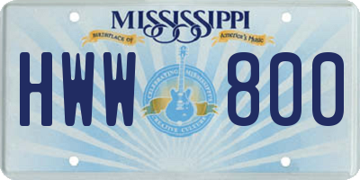 MS license plate HWW800