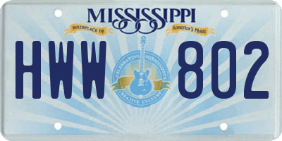 MS license plate HWW802