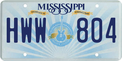 MS license plate HWW804