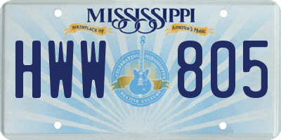 MS license plate HWW805