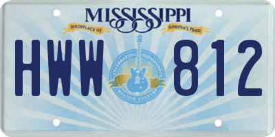 MS license plate HWW812