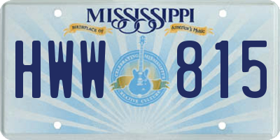 MS license plate HWW815