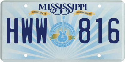 MS license plate HWW816