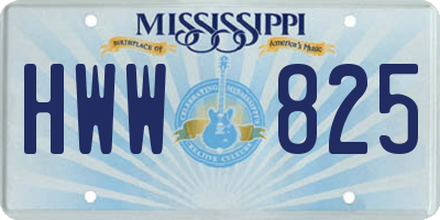 MS license plate HWW825
