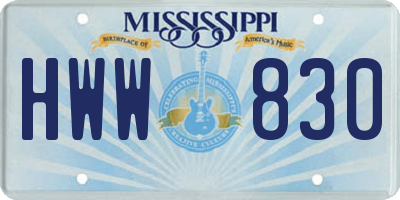 MS license plate HWW830