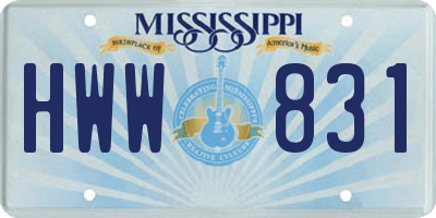 MS license plate HWW831
