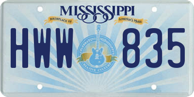 MS license plate HWW835