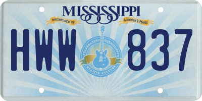 MS license plate HWW837