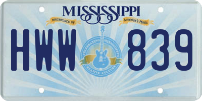 MS license plate HWW839