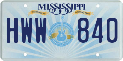 MS license plate HWW840
