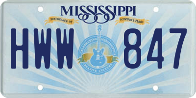 MS license plate HWW847