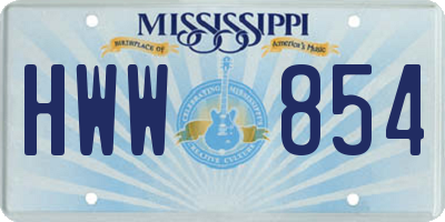 MS license plate HWW854