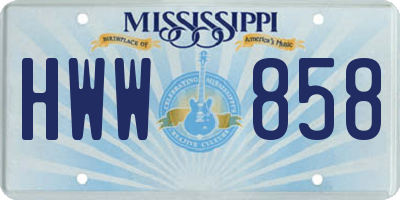 MS license plate HWW858