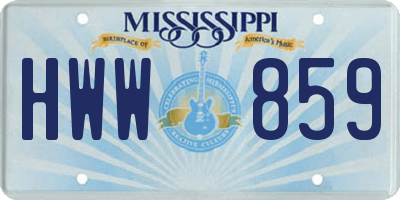MS license plate HWW859